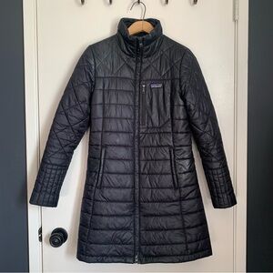 Patagonia Radalie Parka Black Thin Quilted Long Puffer Coat